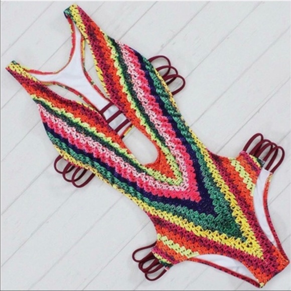 💐NWT Colorful Cutout One Piece - Picture 3 of 6